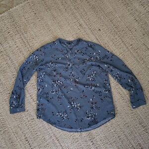 Hilary Radley Casual Blue Floral Shirt